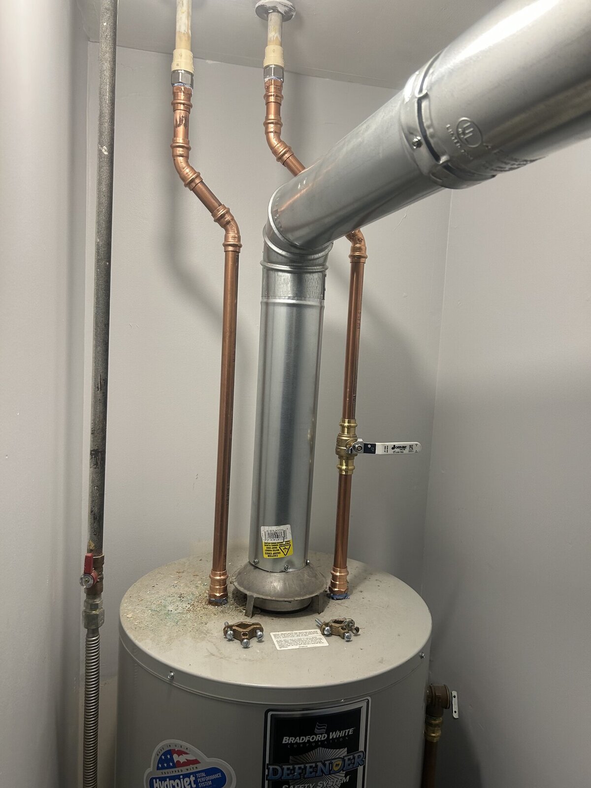 New copper repipe at a Bradford White water heater in Mt Holly, NJ